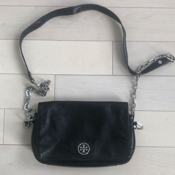 Tory Burch Bags Tory Burch Chain Strap Crossbody Purse Bag Black Leather Poshmark